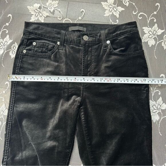 7 For All Mankind Eddie  Straight Crop Black Velvet Jean - Picture 11 of 13